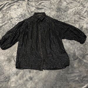 Men's Black Grid Pattern Casual Shirt